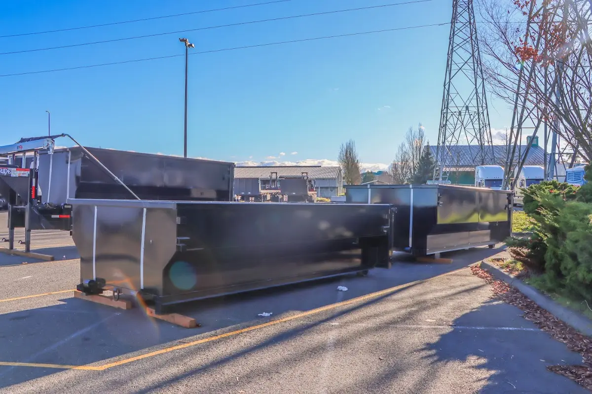 Roll-off dumpster ready for waste disposal at job site for 2 Yard Dumpster Rental in Shorewood